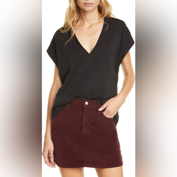 NWT FRAME Le Mid Rise V Neck Tee in Noir Women’s Size XS - Picture 1 of 8